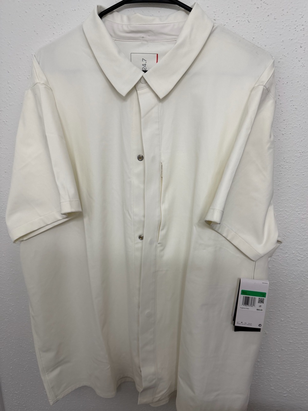 Nike 24.7 Cream Short Sleeve Button-Up Shirt